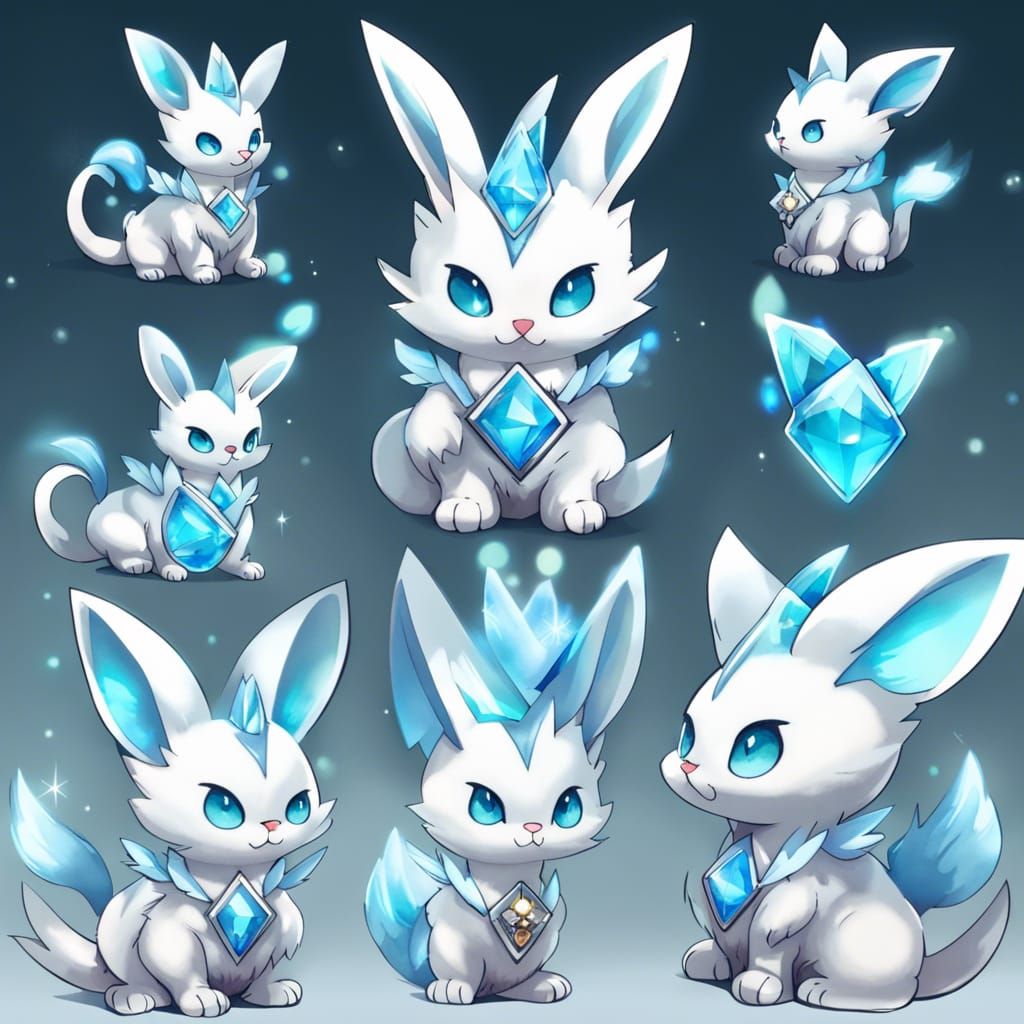 Aquamarine Kitten-Bunny Fusion: Comic Book Art