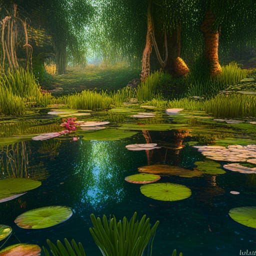 Impressionist Lily Pond Concept Art