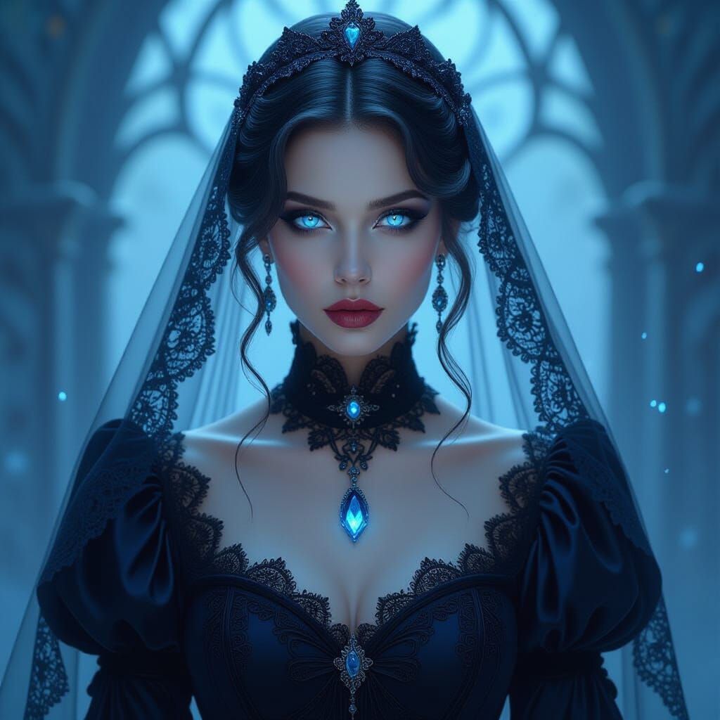 Gothic Siren With Psychic Energy In Victorian Gown