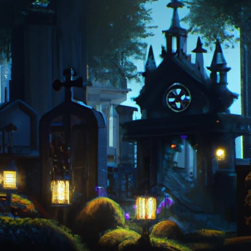 Haunted Graveyard: Dark Fantasy Concept Art