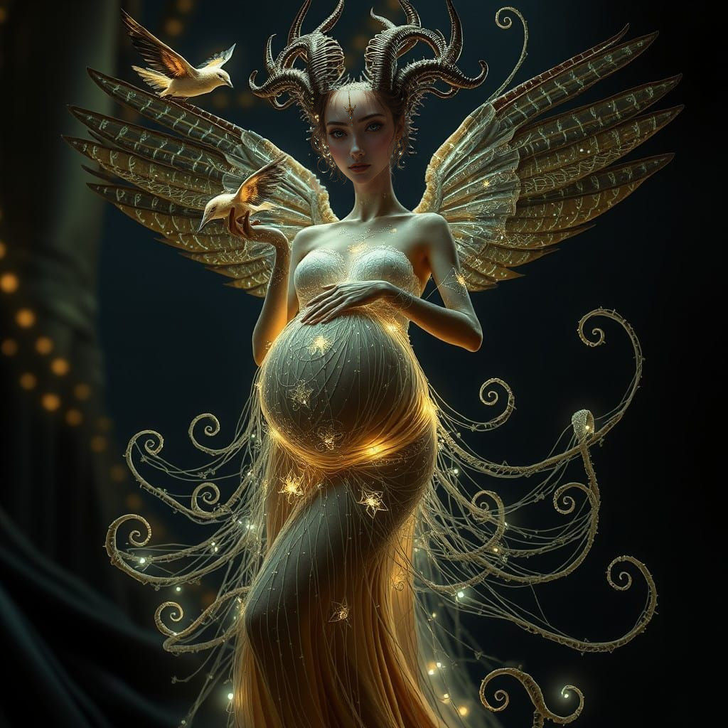 Celestial Goddess of Wonder in Surrealist Dreamscape