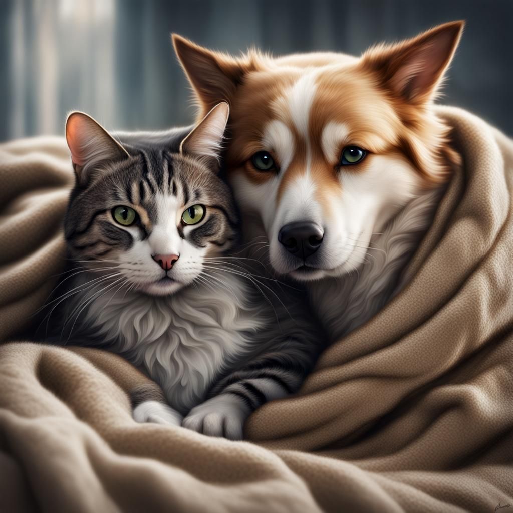 Dog and Cat Cuddle: A Friendship Portrait