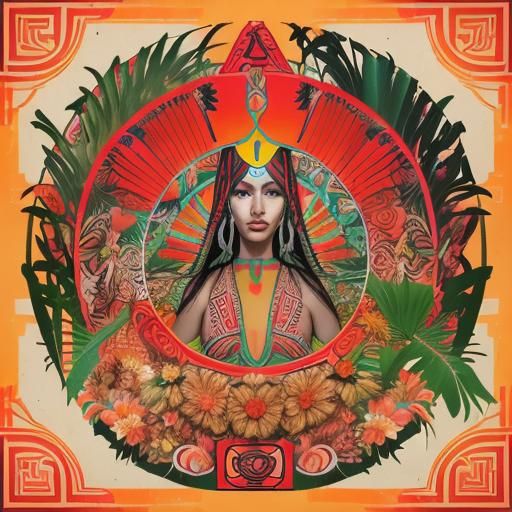 Art Deco Mayan Portal with Jungle Animals