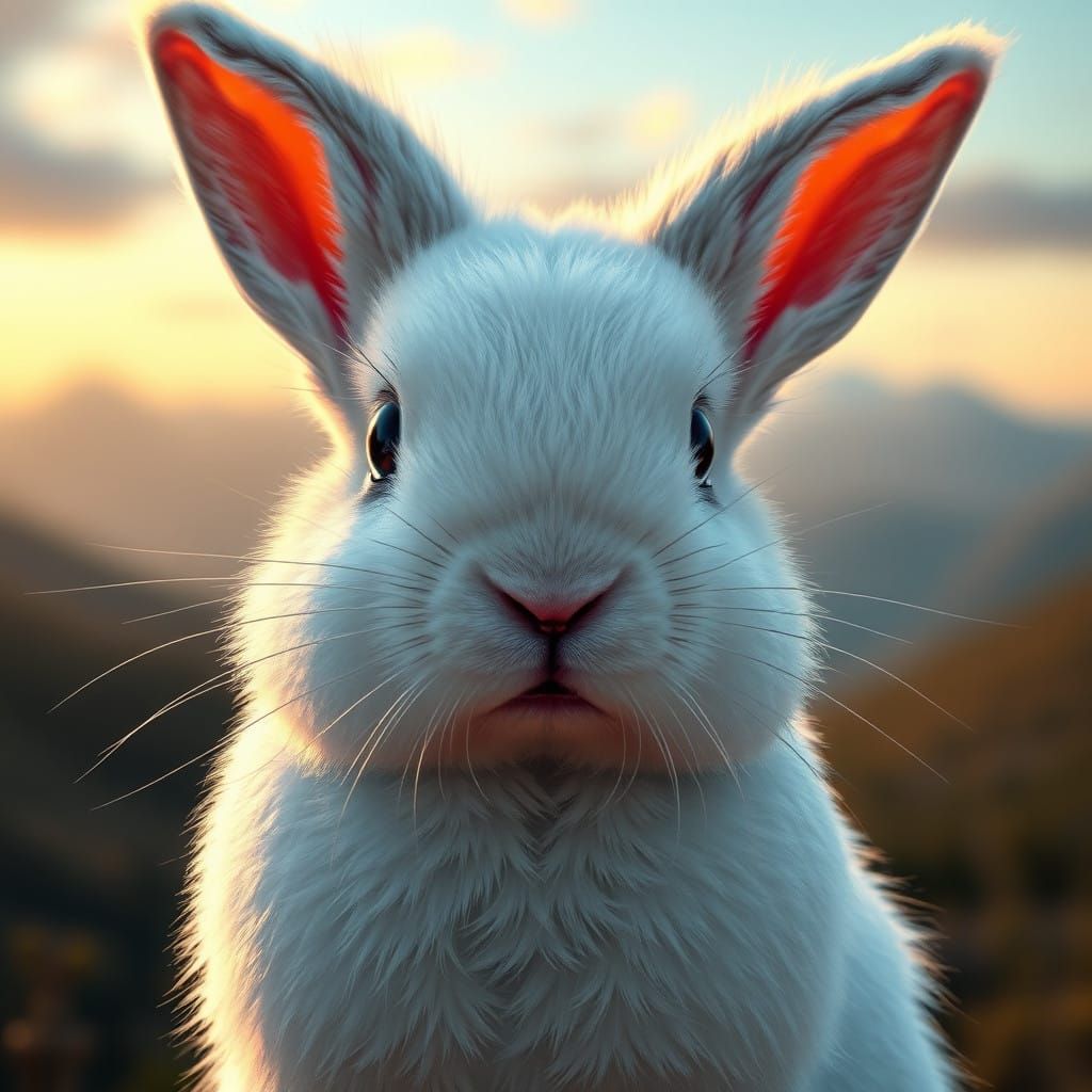 Elegant Art Nouveau-Inspired Baby Rabbit Portrait with New Z...