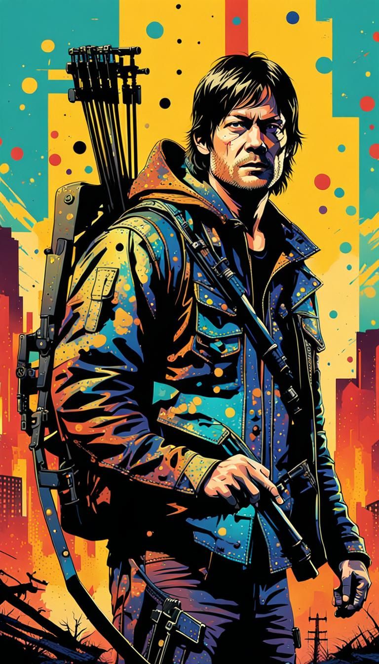 Daryl Dixon in Pop Art Style Screen Print