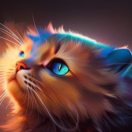 Hyperdetailed Cat with Glittering Fur in Sunlight