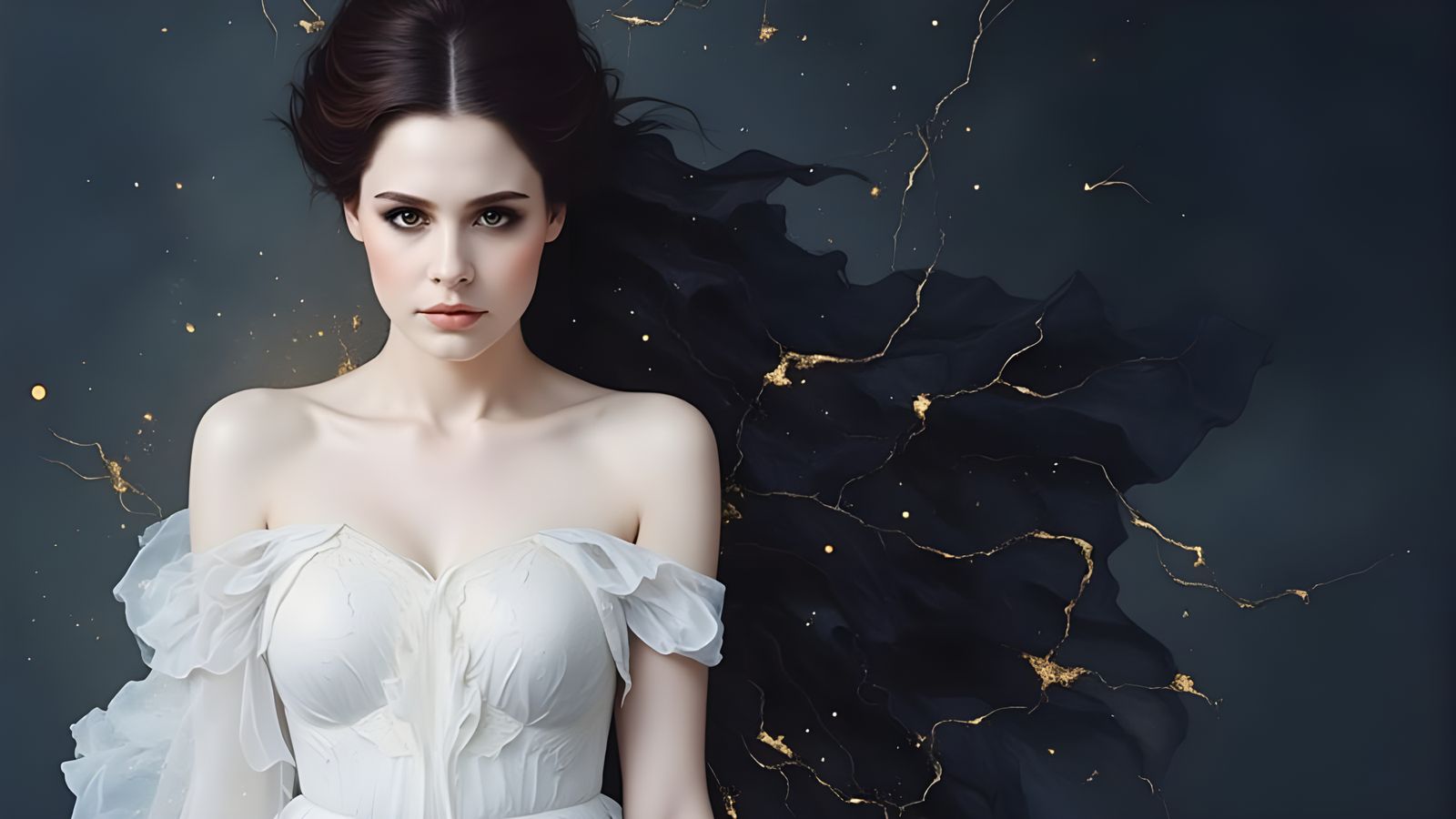 Ethereal Vampiress Queen in Futuristic Regalia