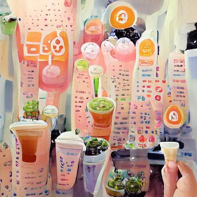 Bubble Tea Shop: Gouache Detailed Painting