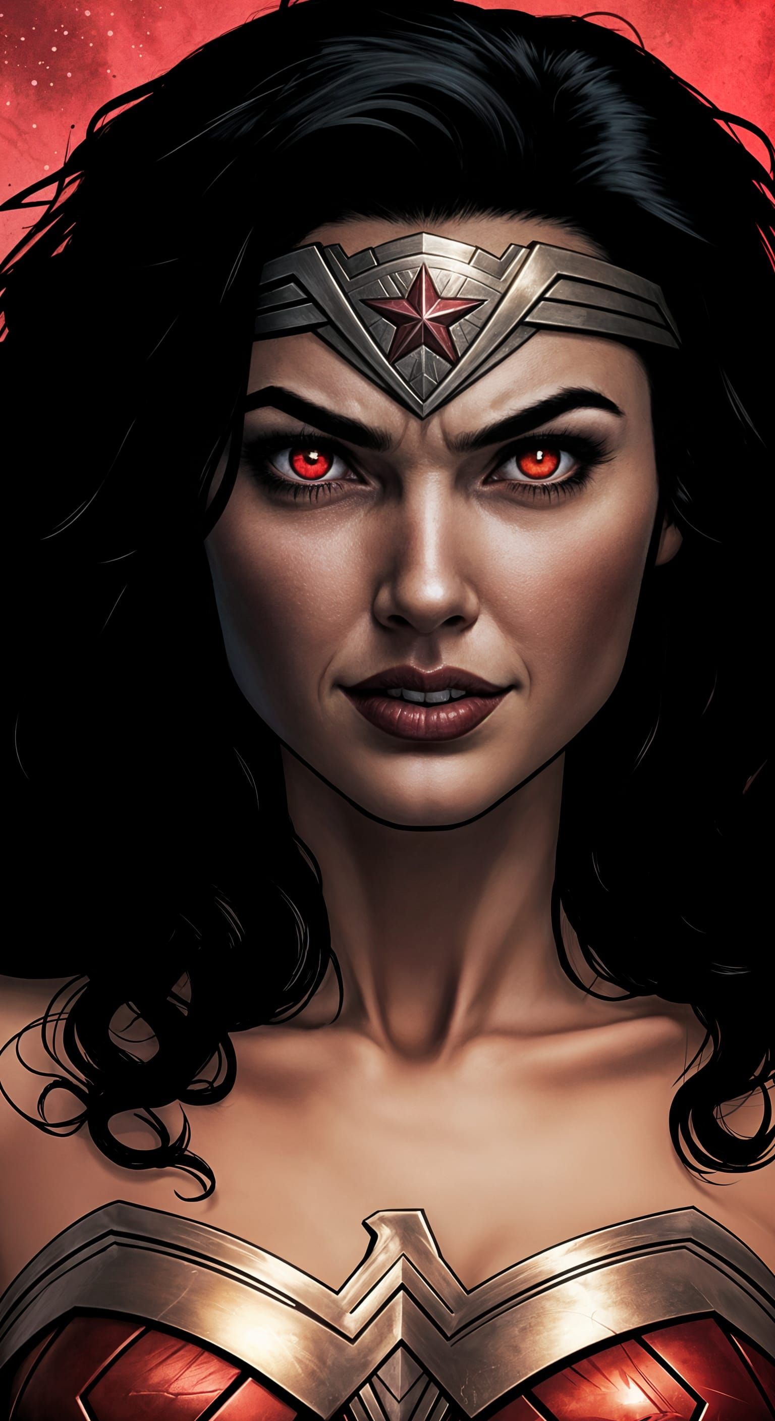 Corrupted Wonder Woman with Sinister Smile