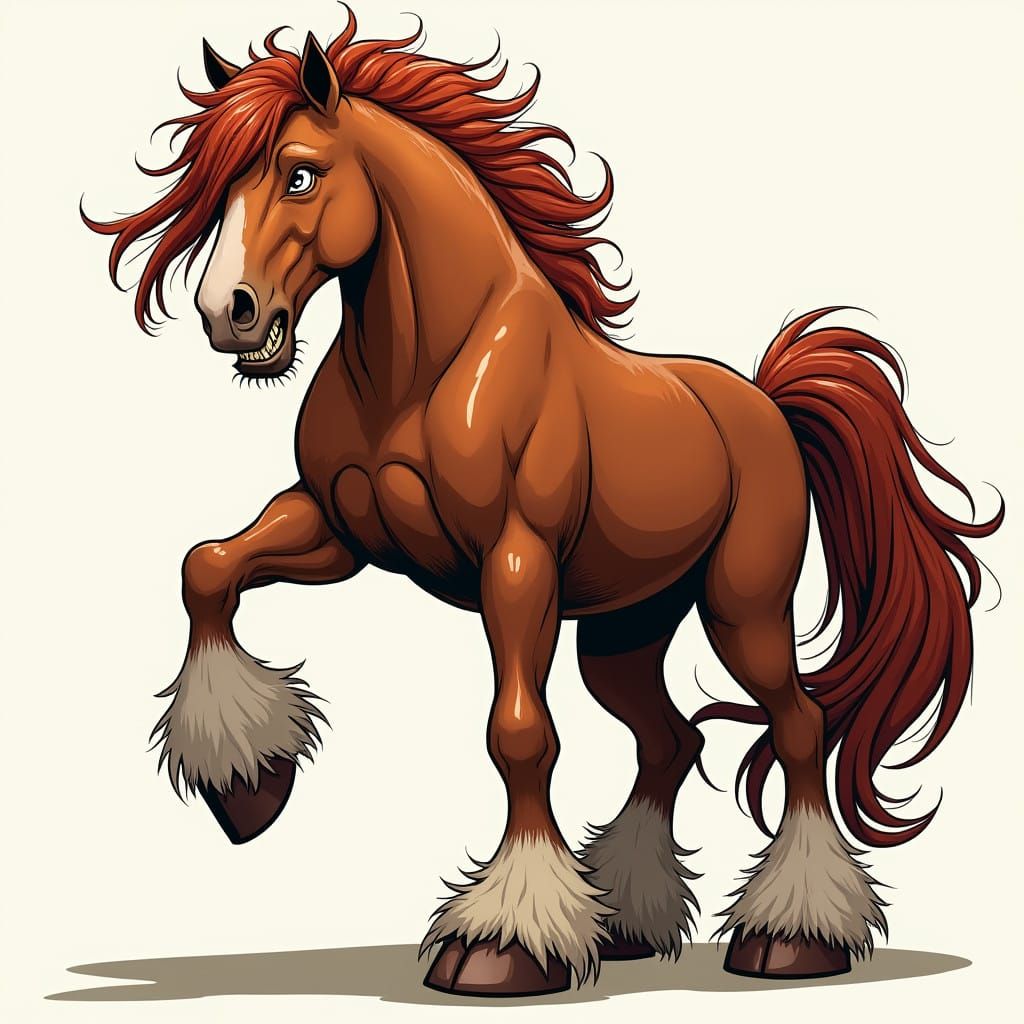 Majestic Demon Steed in Comic Book Style