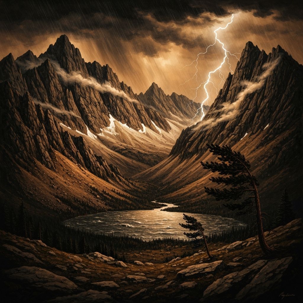 Dramatic Mountain Pass Under Stormy Skies