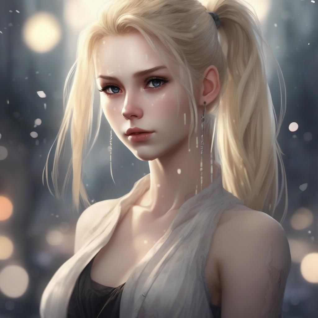 Beautiful Blonde Woman with Piercing Eyes in 8K