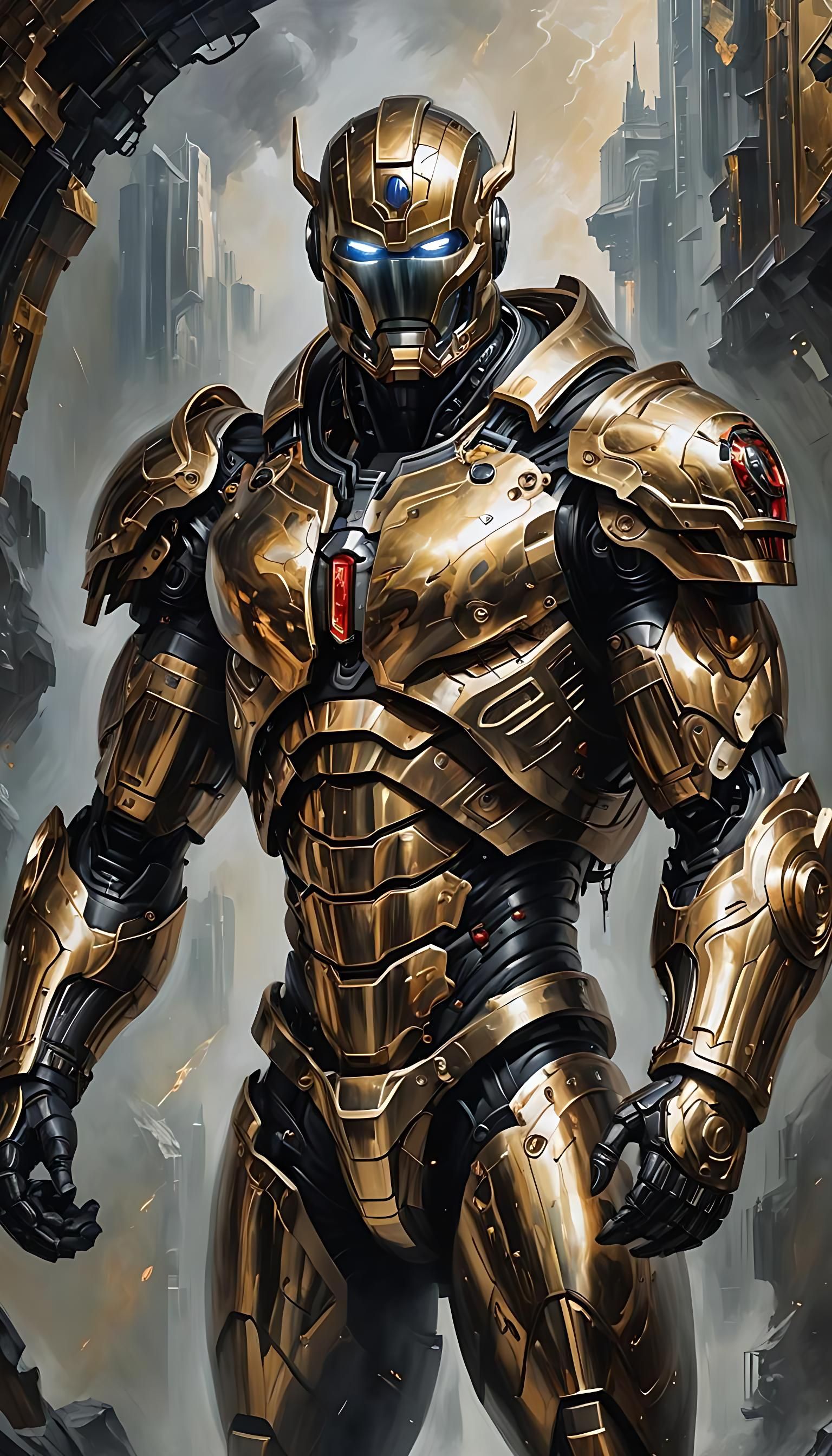 Metallic Titan Oil Painting in 16K Resolution