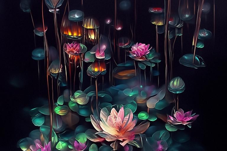 Luminous Lotus Flowers in Hyperrealistic Digital Art