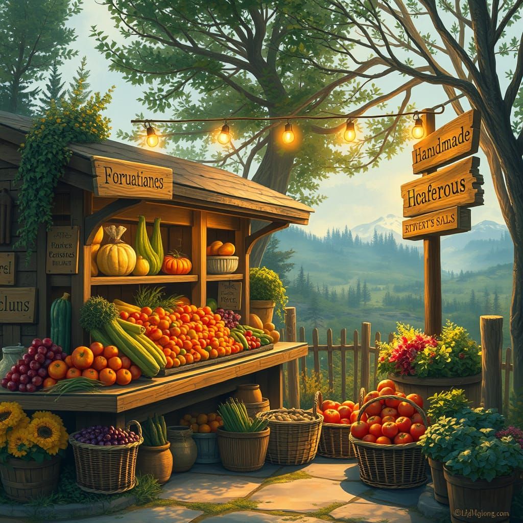 Cozy Roadside Stand with Seasonal Produce