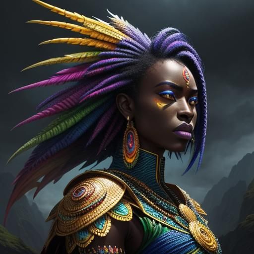African Woman with Rainbow Dragon Scales