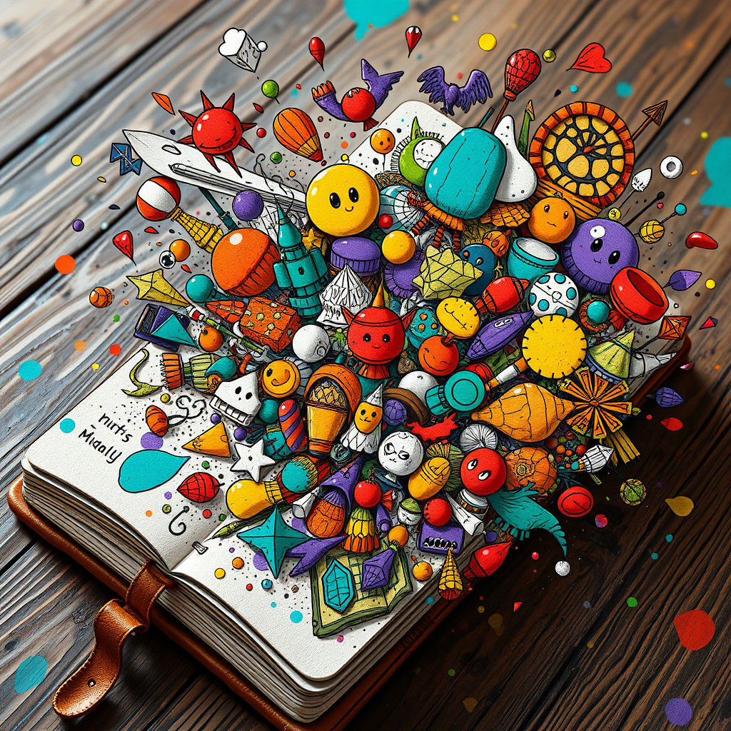 Chaotic Explosion of Childlike Doodles in 8k