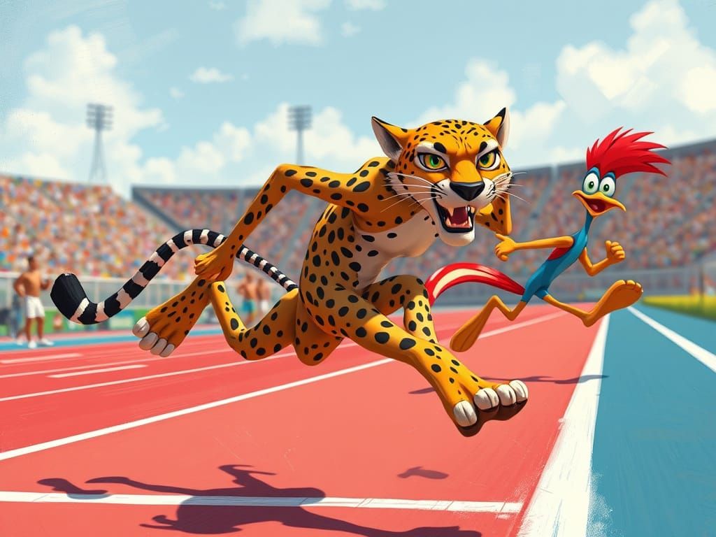 Cheetah Sprinter Dominates College Track Field in Action Pai...