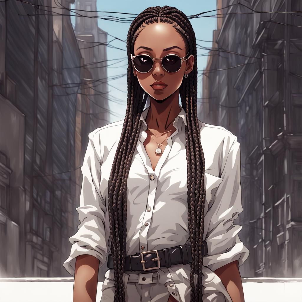 Fashionable Woman Portrait in Anime Art Style