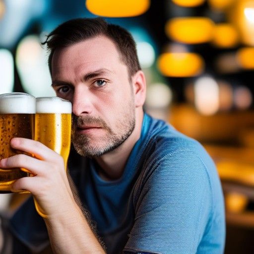 German Man Enjoying Beer in Natural Light