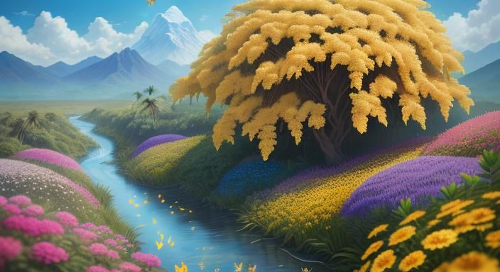 Hyperrealistic Woman in Dreamlike Surreal Landscape