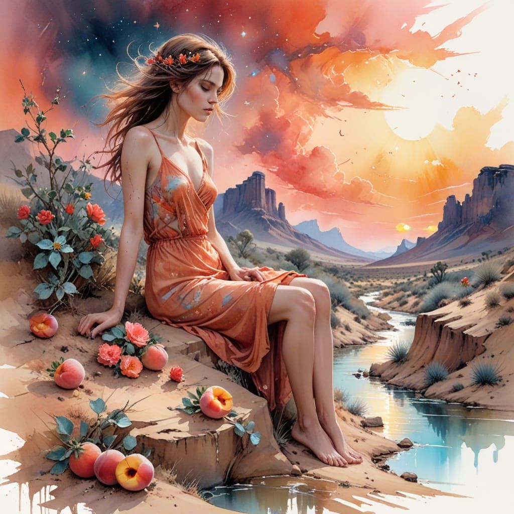 Desert Oasis Town in Eternal Twilight