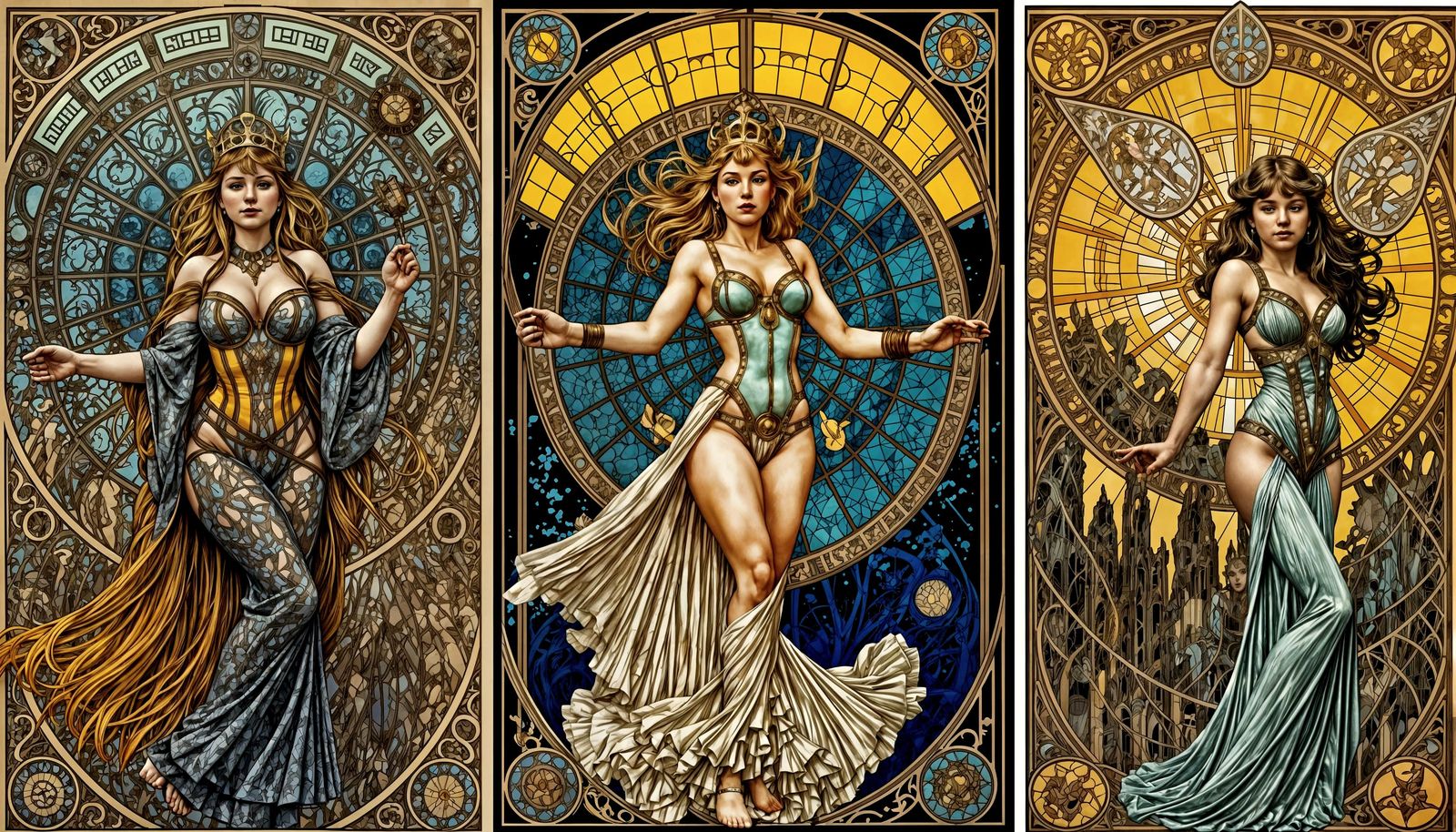 Post-Apocalyptic Tarot Reader in Art Nouveau Comic Style