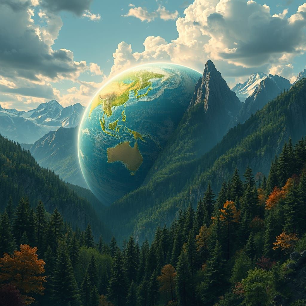 Majestic Earth: Lush Forests and Towering Mountains
