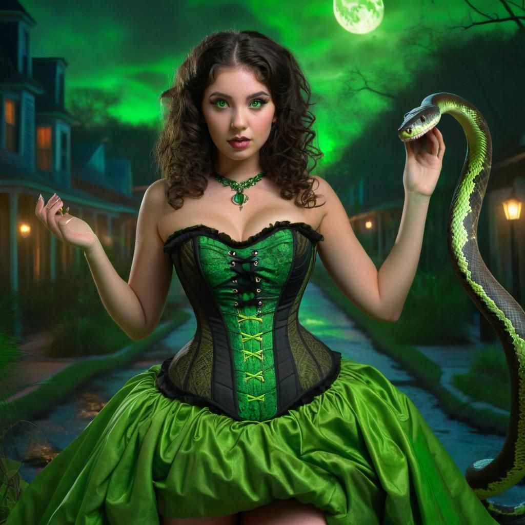 New Orleans Witch Casting Magic in the Bayou