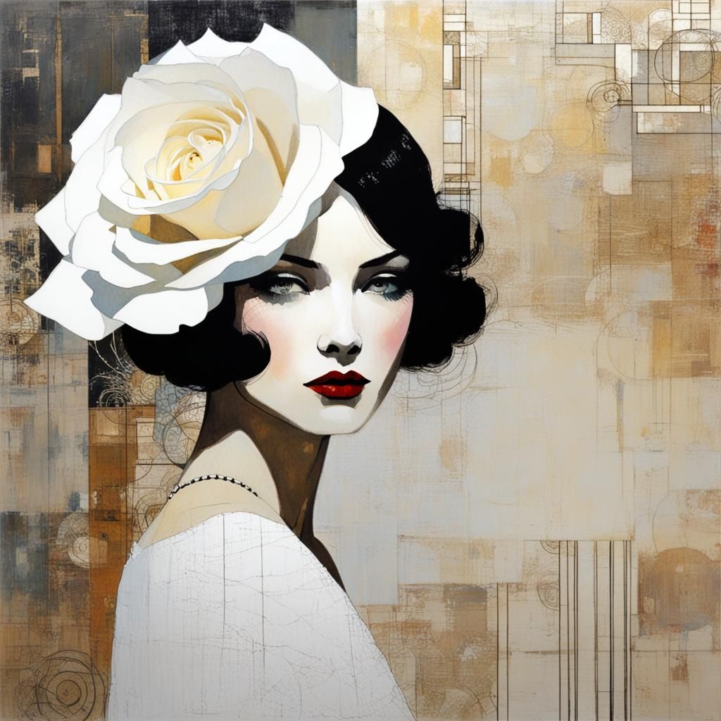 Minimalist White Rose Illustration in High Key