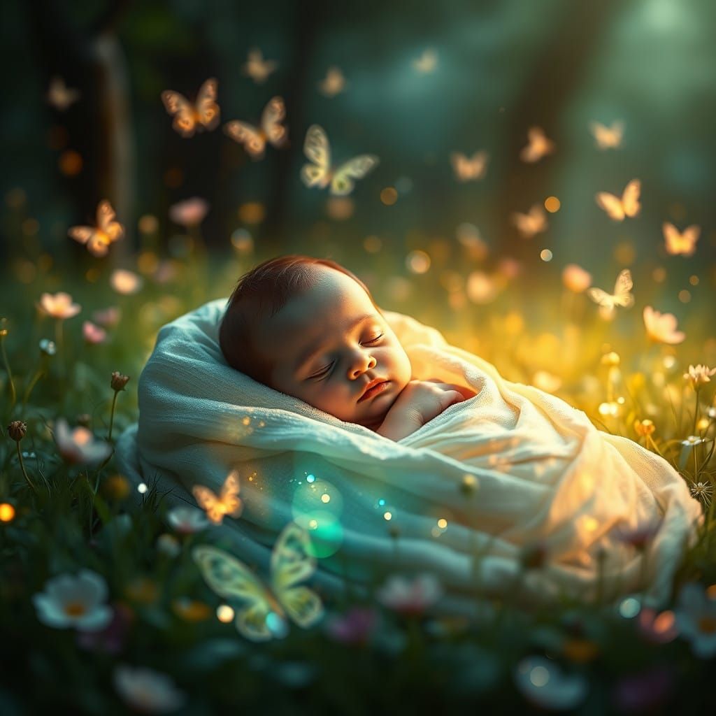 Serene Newborn in Enchanted Forest Glow