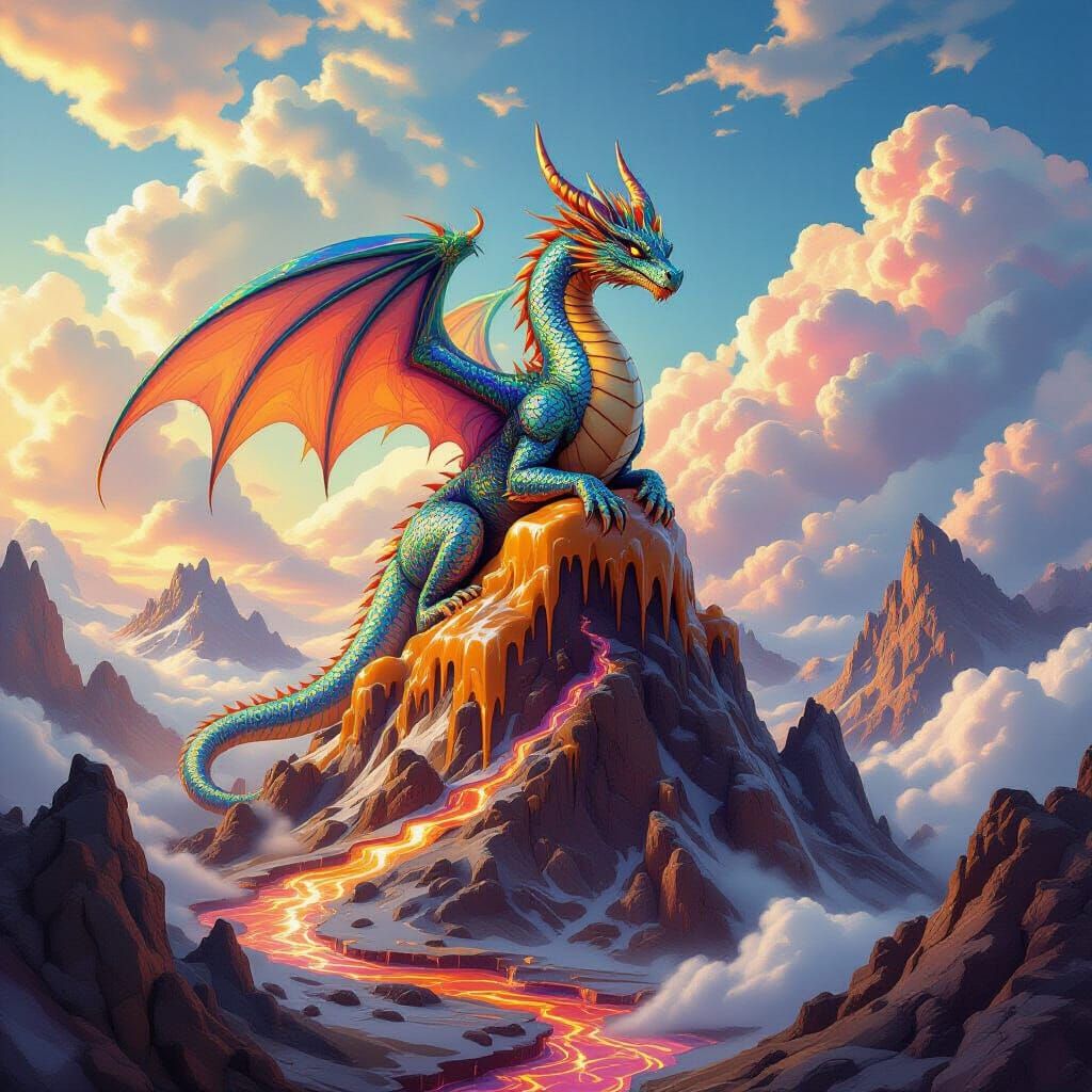 Dragon on Candy Mountains with Chocolate Rivers
