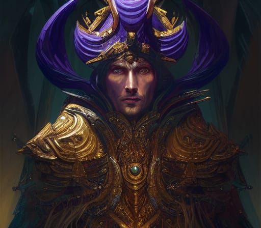 Mythical Hero in Aetherpunk Armor, Hyper-Detailed Portrait