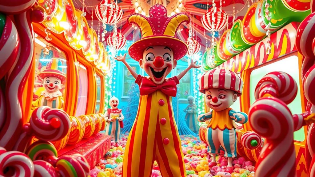 Psychedelic Candy Wonderland: Surreal Carnival Art