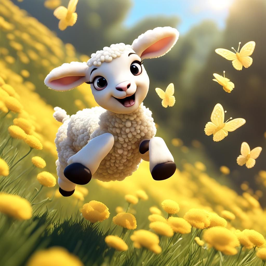Lamb's Leap: A Pixar-Style 3D Rendering