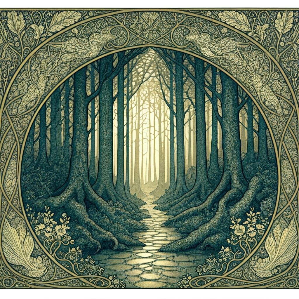 Mystical Forest: Pen and Ink Illustration