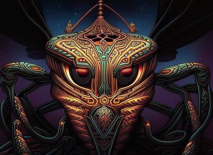 Cute Insect Alien in Psychedelic Comic Book Art