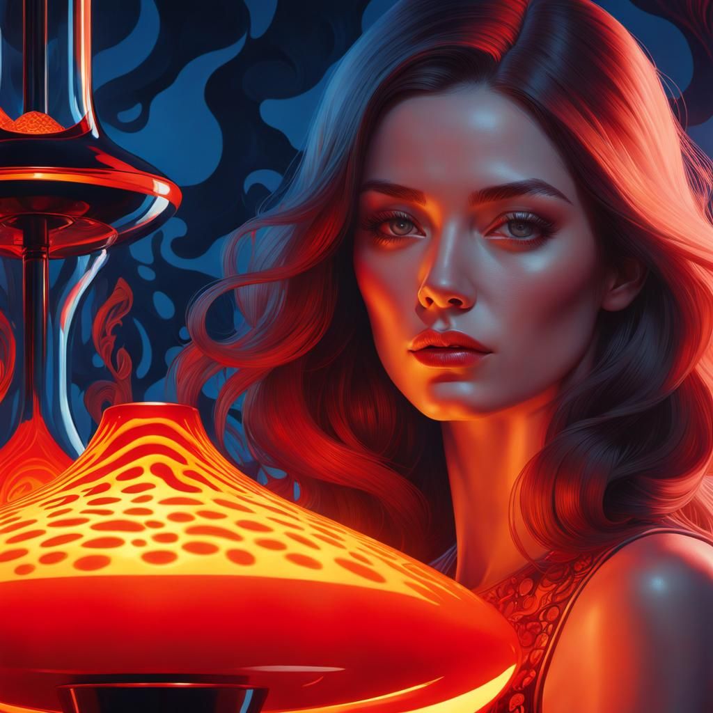 Surreal Portrait of Woman with Lava Lamp