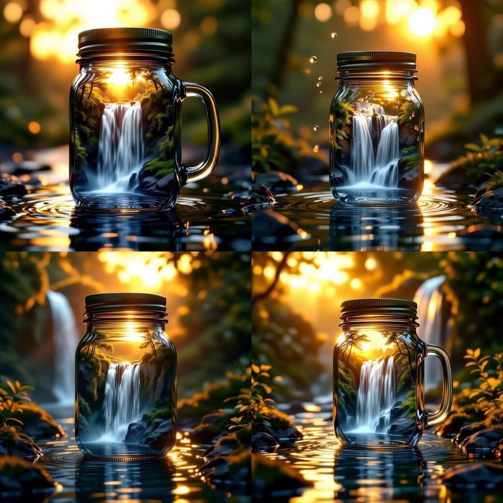 Waterfall in a Jar: Hyperreal 3D Art