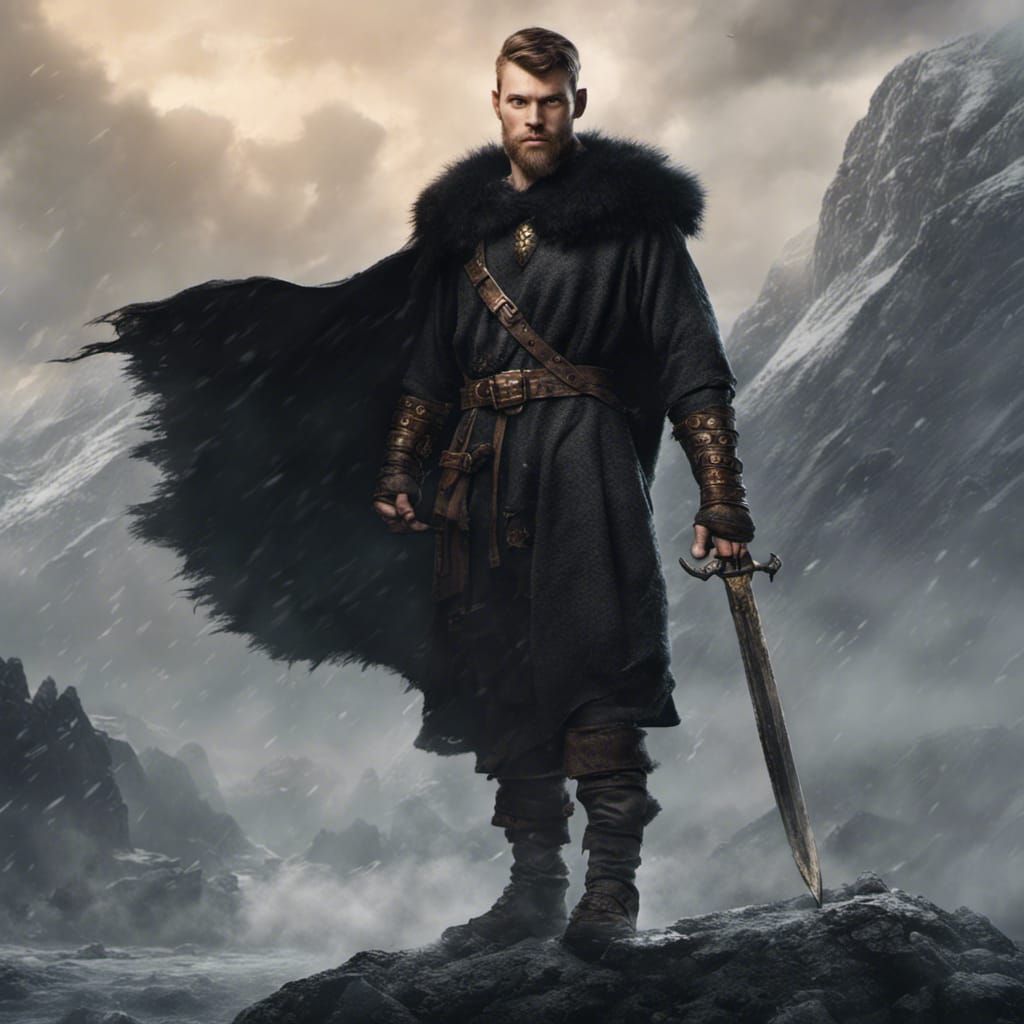 Young Viking Warrior with Sword: Fantasy Concept Art