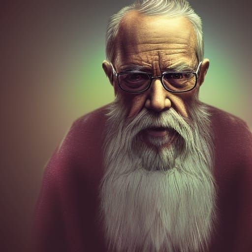 Dramatic Portrait of an Old Man in Splash Art