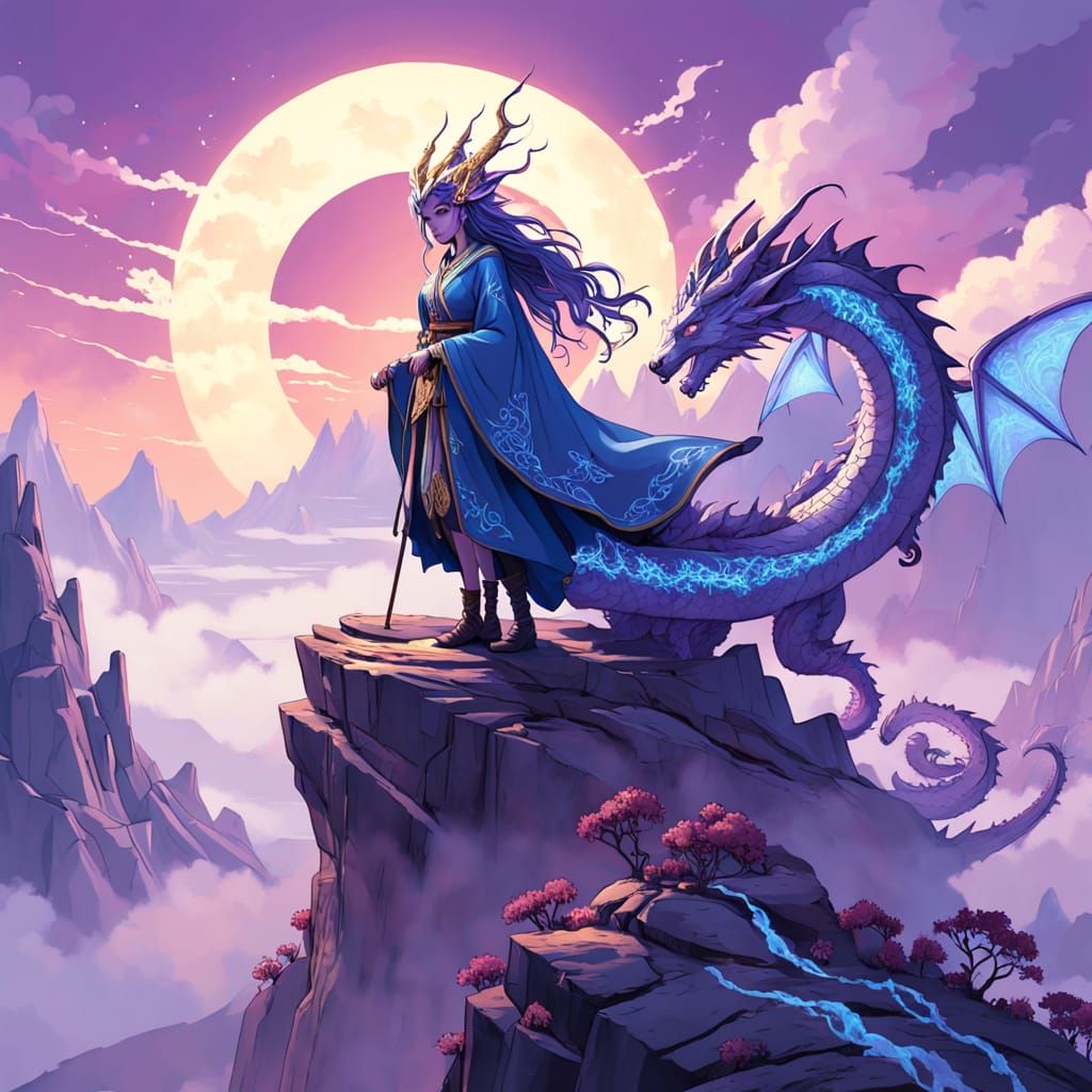 Mystical Dragon Witch in Fantasy Concept Art