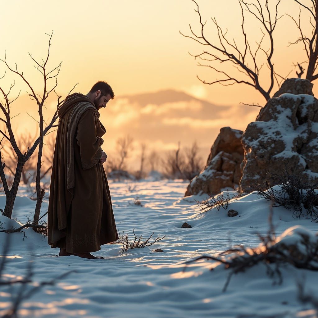 Majestic Winter Scene in Contemplative Serenity