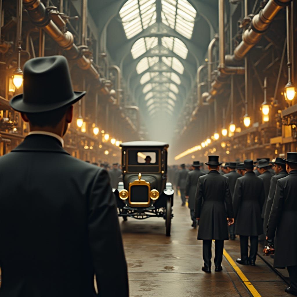 First Ford Automobile in Steampunk Factory