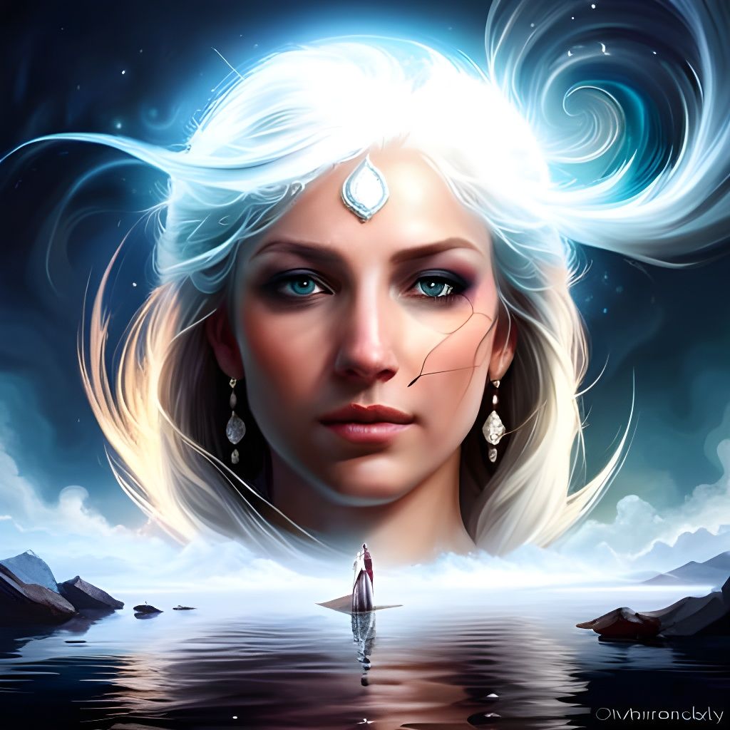 Goddess Portrait in Dark Whirlpool, Cinematic Art