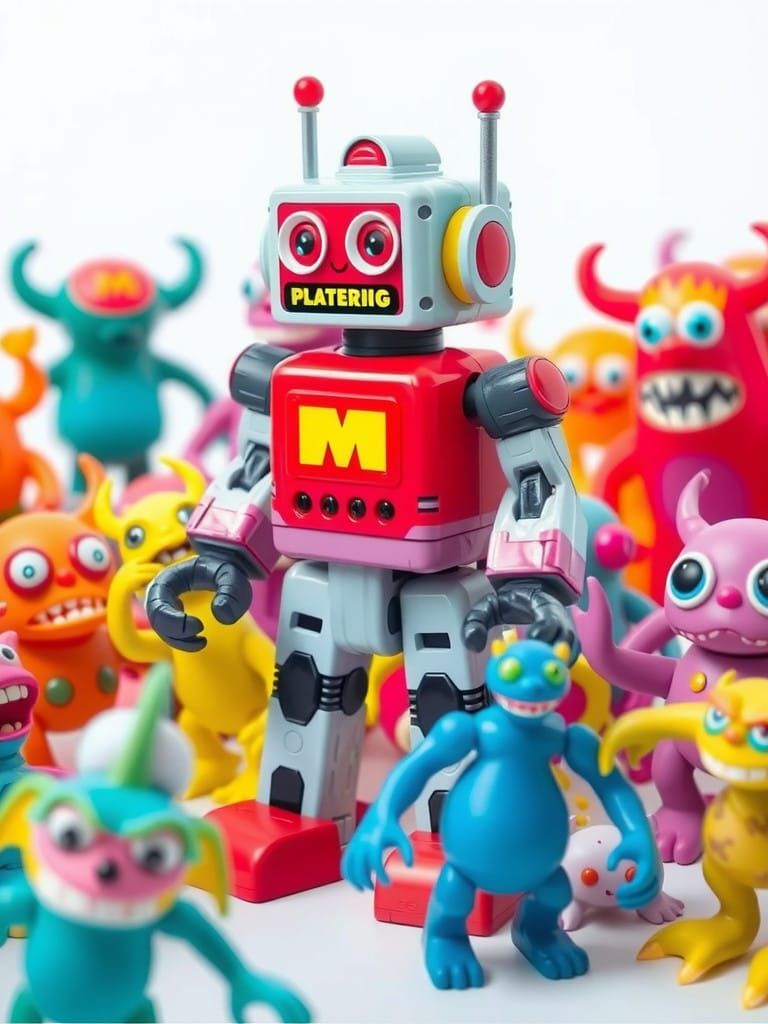 Retro 80's Plastic Toy Collection in Vibrant Colors