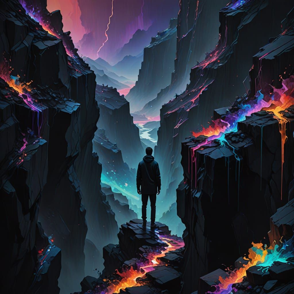 Ethereal Balance in Cyberpunk Aesthetic