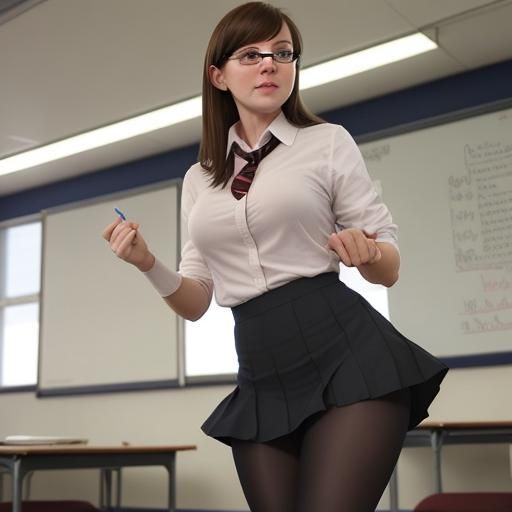 Provocative Classroom Scene: Alluring Teacher Image