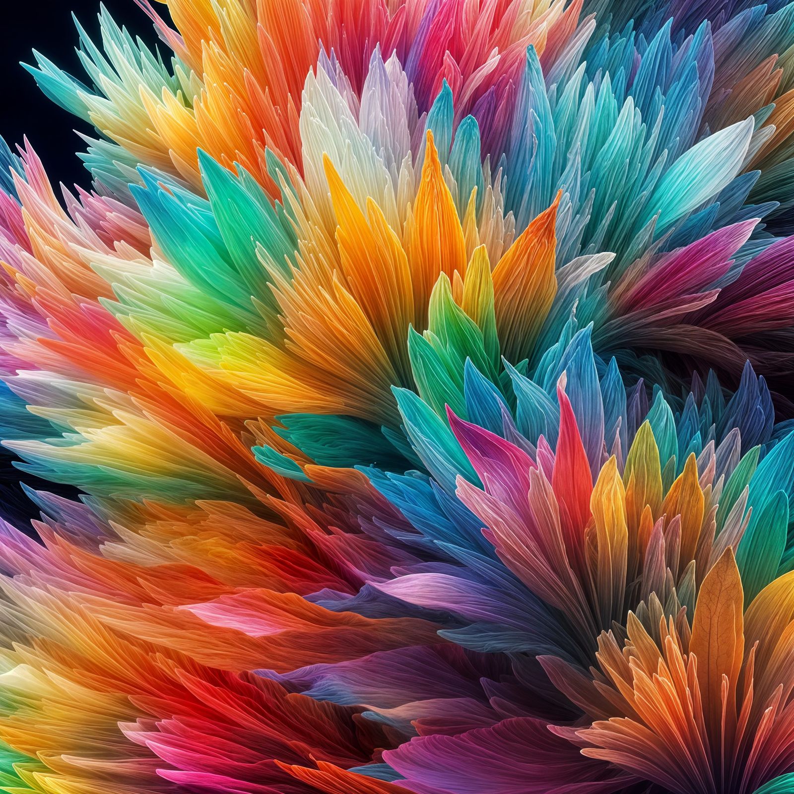 Surreal Landscape with Crystalline Flowers and Glitch Art