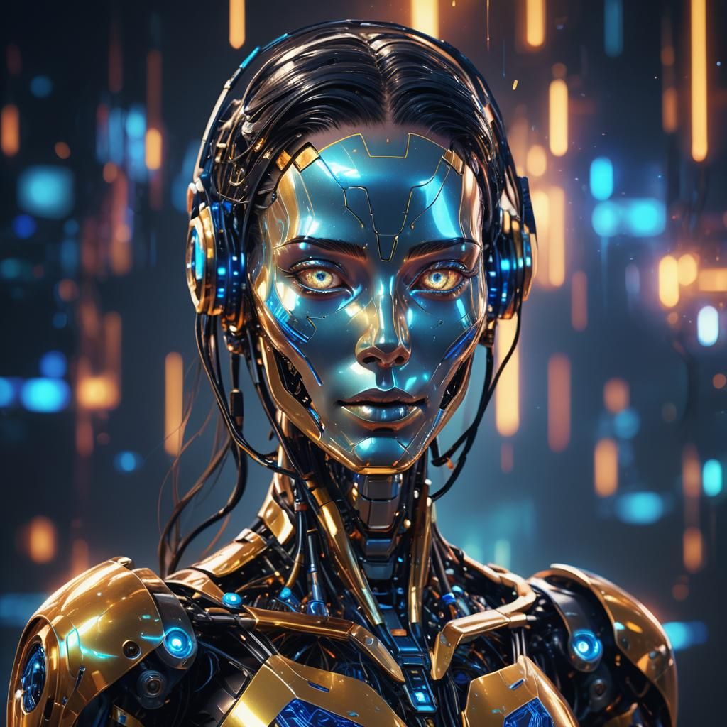 Iridescent AI Robot in a Sci-Fi Style